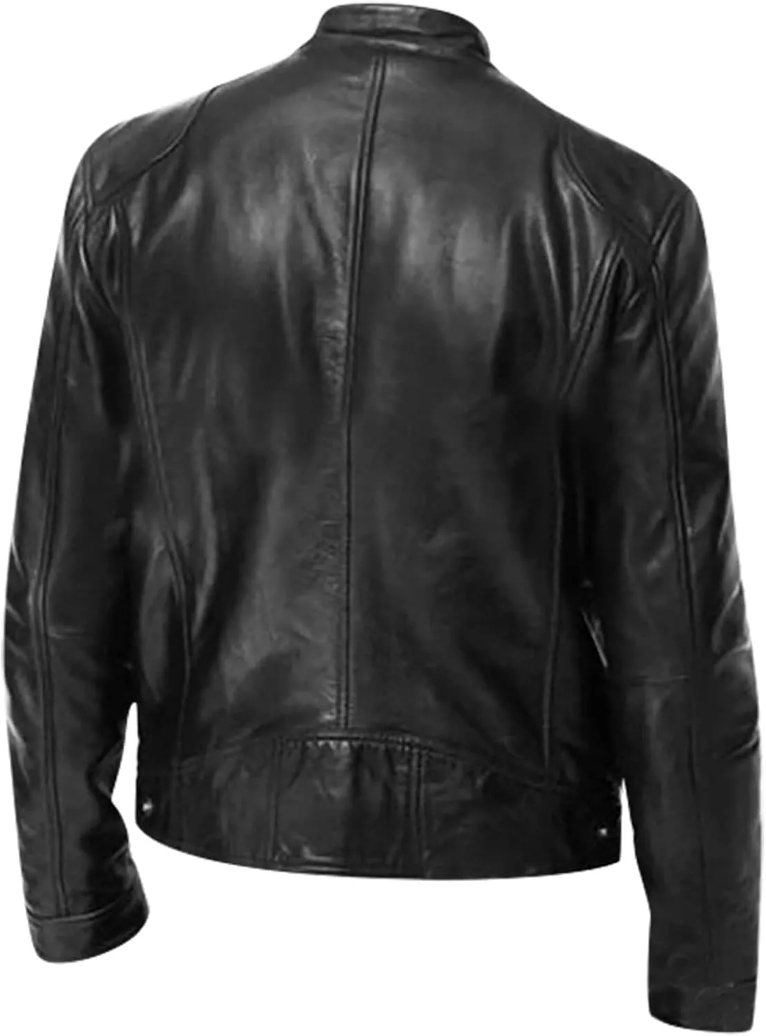DuDubaby Men Vintage Cool Jacket Leather Long Sleeve Autumn Winter Stand Collar Club Coat