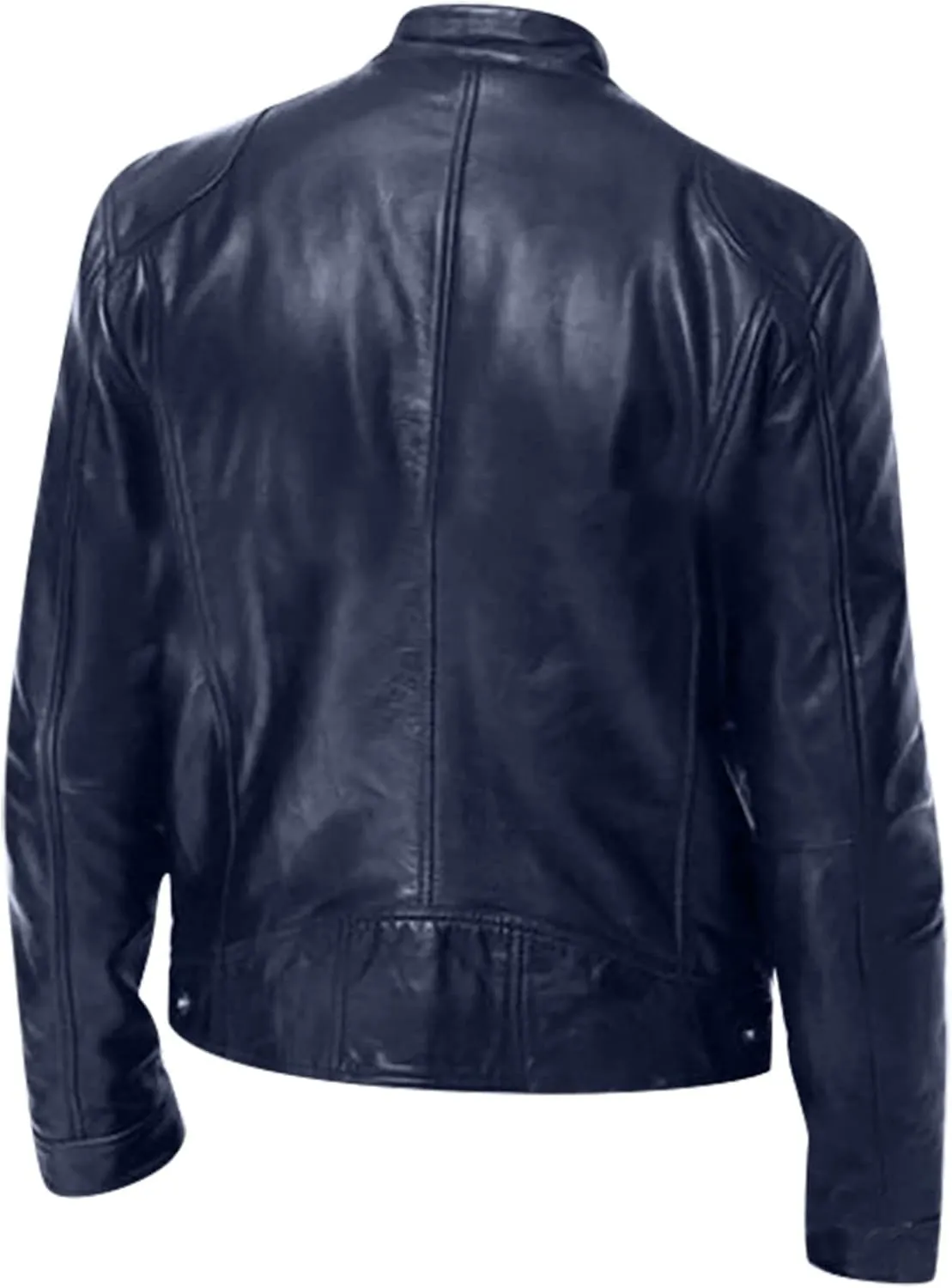 DuDubaby Men Vintage Cool Jacket Leather Long Sleeve Autumn Winter Stand Collar Club Coat