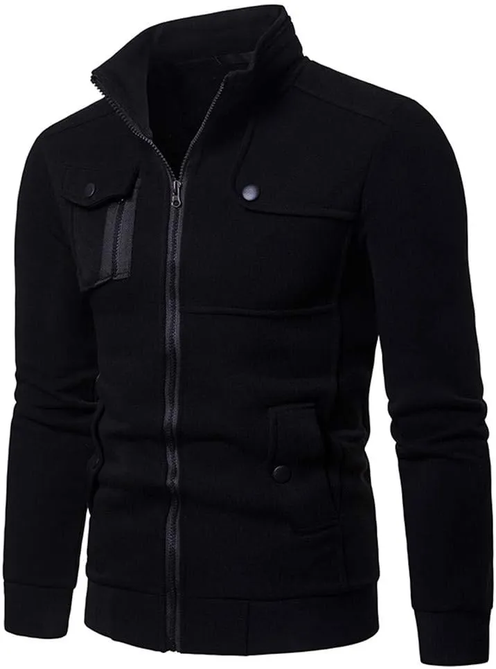 DuDubaby Men's Casual Camouflage Sports Sweatshirt Long Sleeve Zipper Hooded Jacket Coat