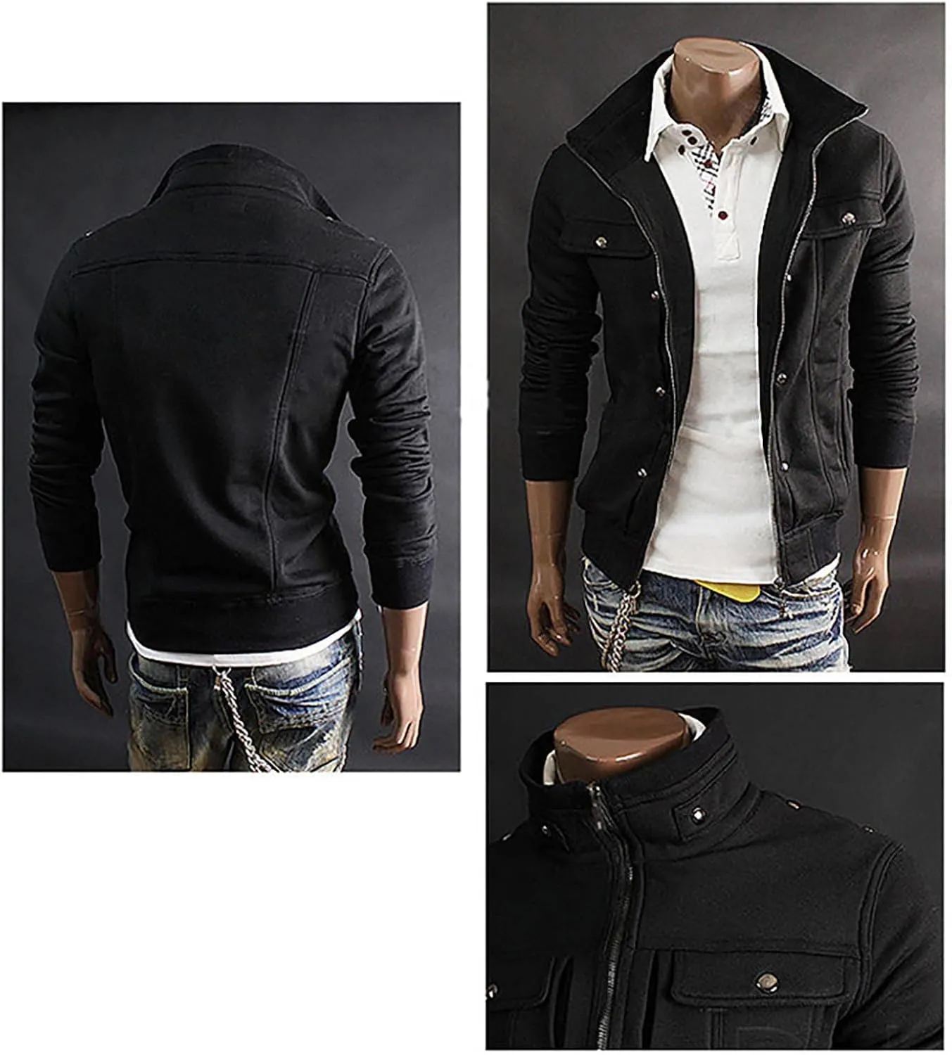DuDubaby Men's Casual Camouflage Sports Sweatshirt Long Sleeve Zipper Hooded Jacket Coat