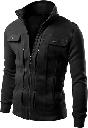 DuDubaby Men's Casual Camouflage Sports Sweatshirt Long Sleeve Zipper Hooded Jacket Coat