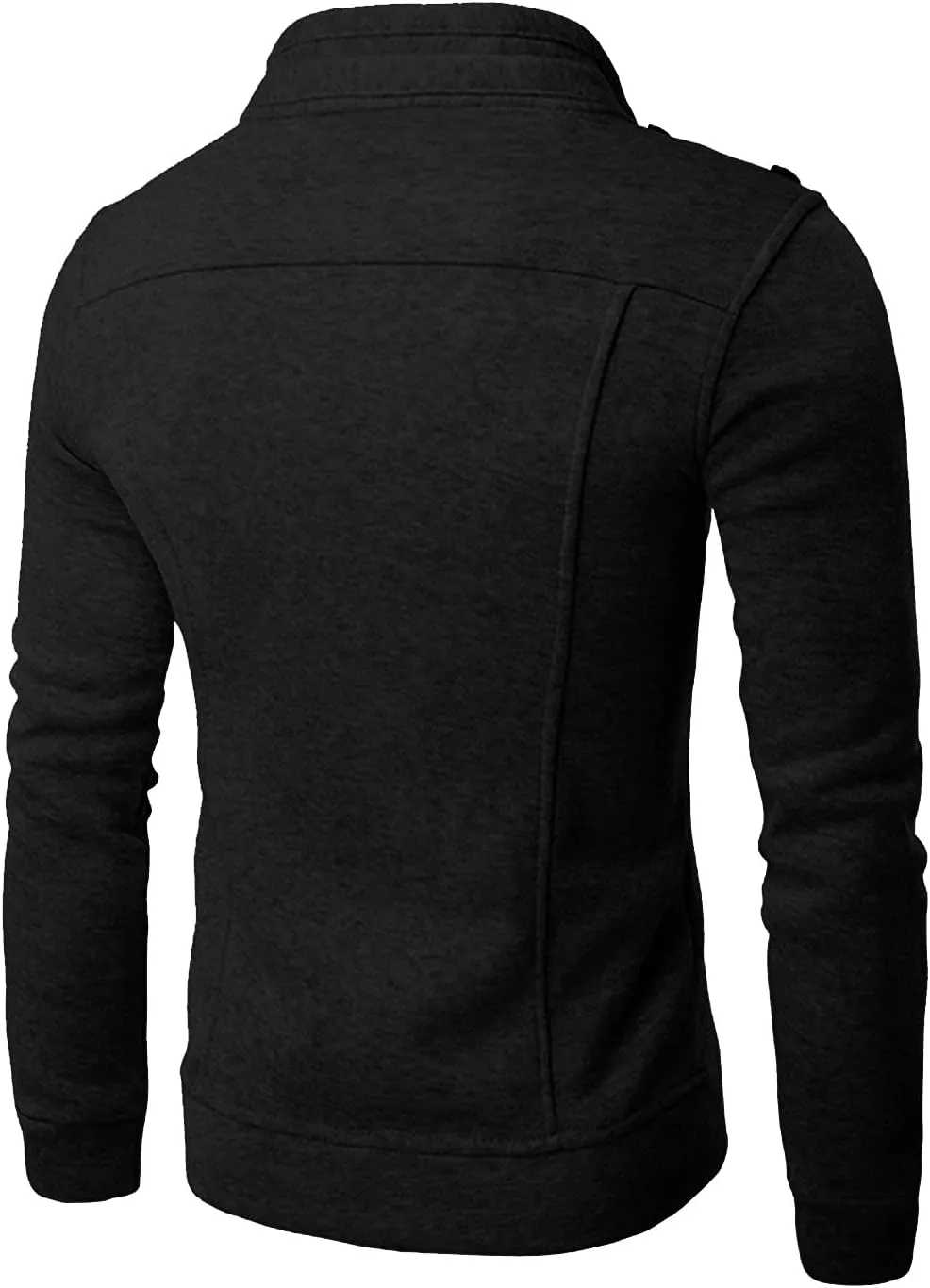 DuDubaby Men's Fashion Casual Loose Stand Collar Button Decorated Sweatshirt Jacket