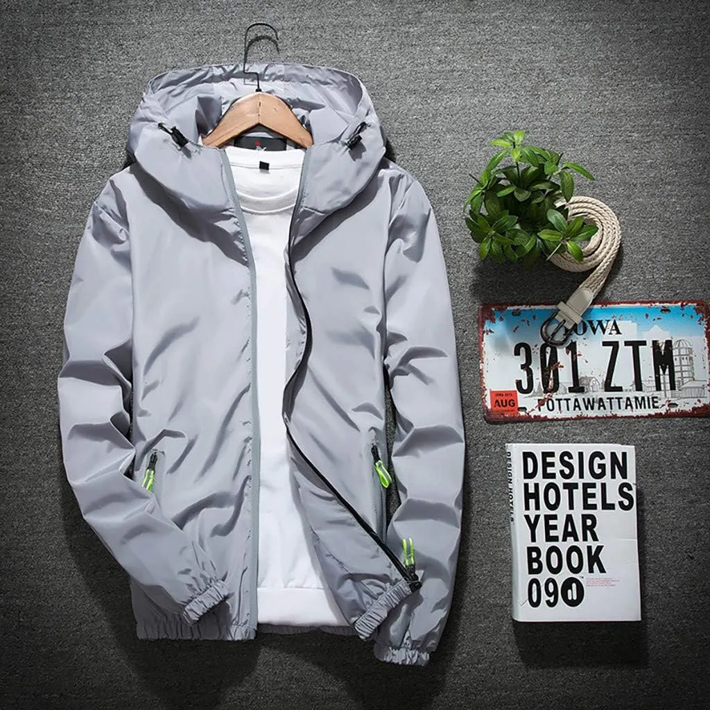 DuDubaby Mens Lightweight Jackets Autumn Casual Camouflage Printing Plus Size Hoodie Two Sided Wear Thin Coat