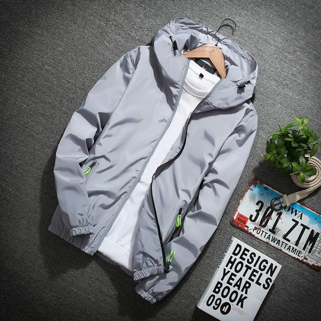 DuDubaby Mens Lightweight Jackets Autumn Casual Camouflage Printing Plus Size Hoodie Two Sided Wear Thin Coat