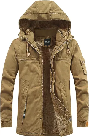 DuDubaby Men's Winter Hooded Windproof Solid Long Sleeve Soft Coat Shell Jacket