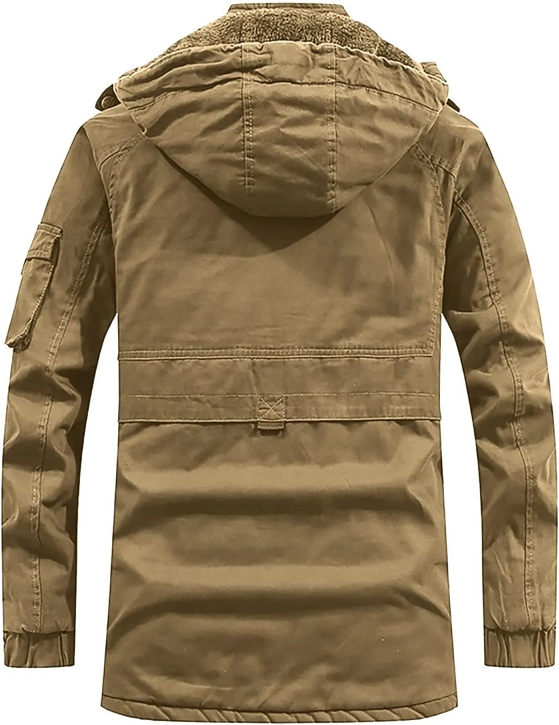 DuDubaby Men's Winter Hooded Windproof Solid Long Sleeve Soft Coat Shell Jacket