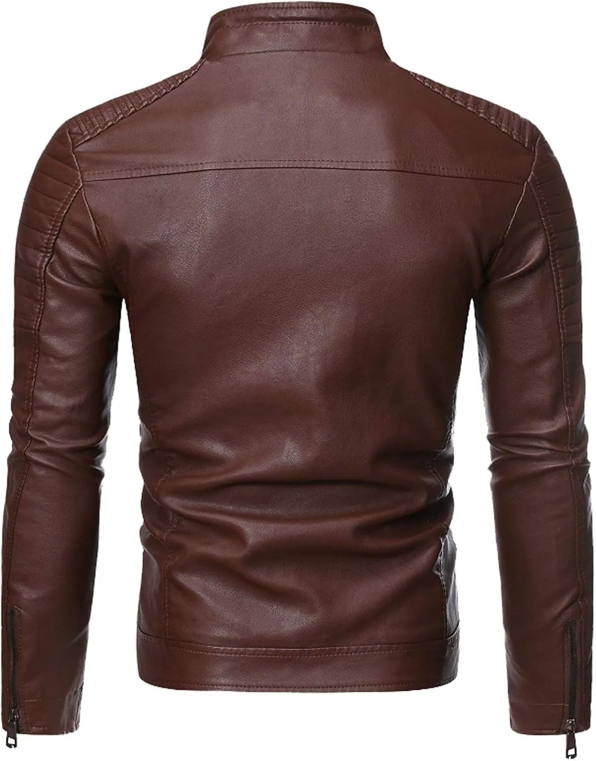 DuDubaby Winter Men's Casual Stand Collar Leather Jacket Coat Mens Lightweight Jacket