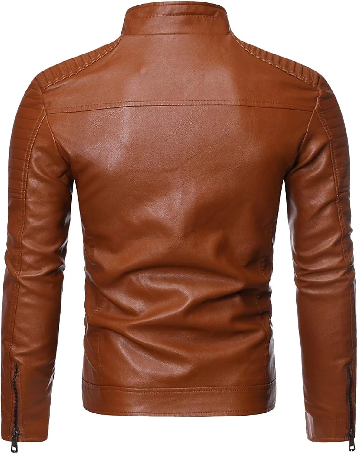 DuDubaby Winter Men's Casual Stand Collar Leather Jacket Coat Mens Lightweight Jacket