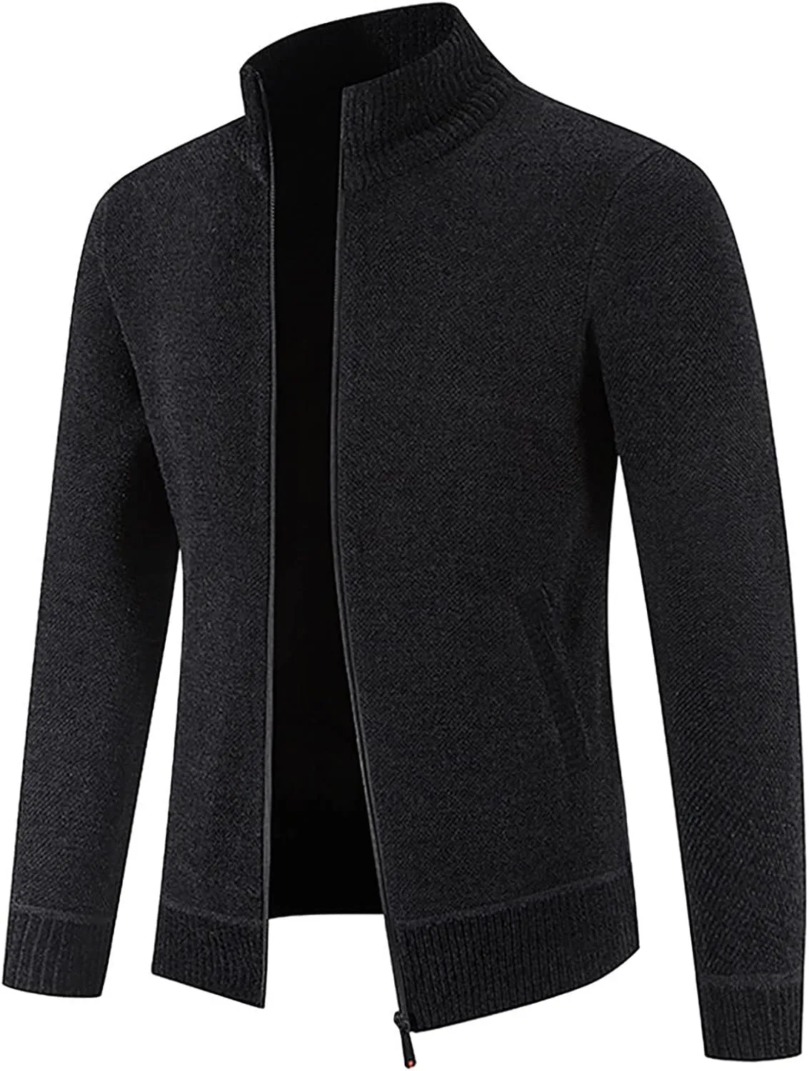 DuDubaby Winter Sweater Cardigan Men's Plush Thickened Sweater Stand Collar Zipper Loose Warm Coat
