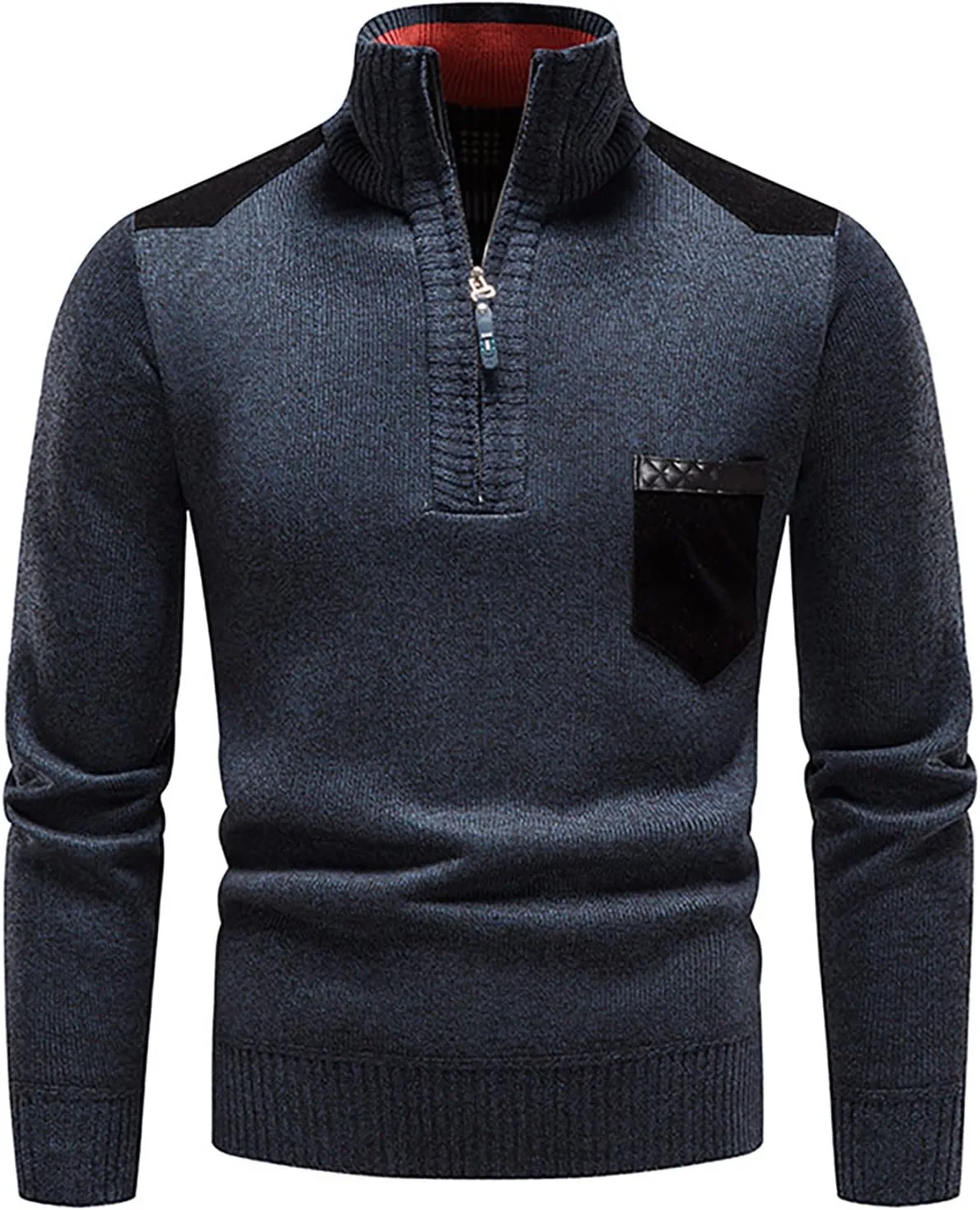DuDubaby Winter Sweater Cardigan Men's Plush Thickened Sweater Stand Collar Zipper Loose Warm Coat