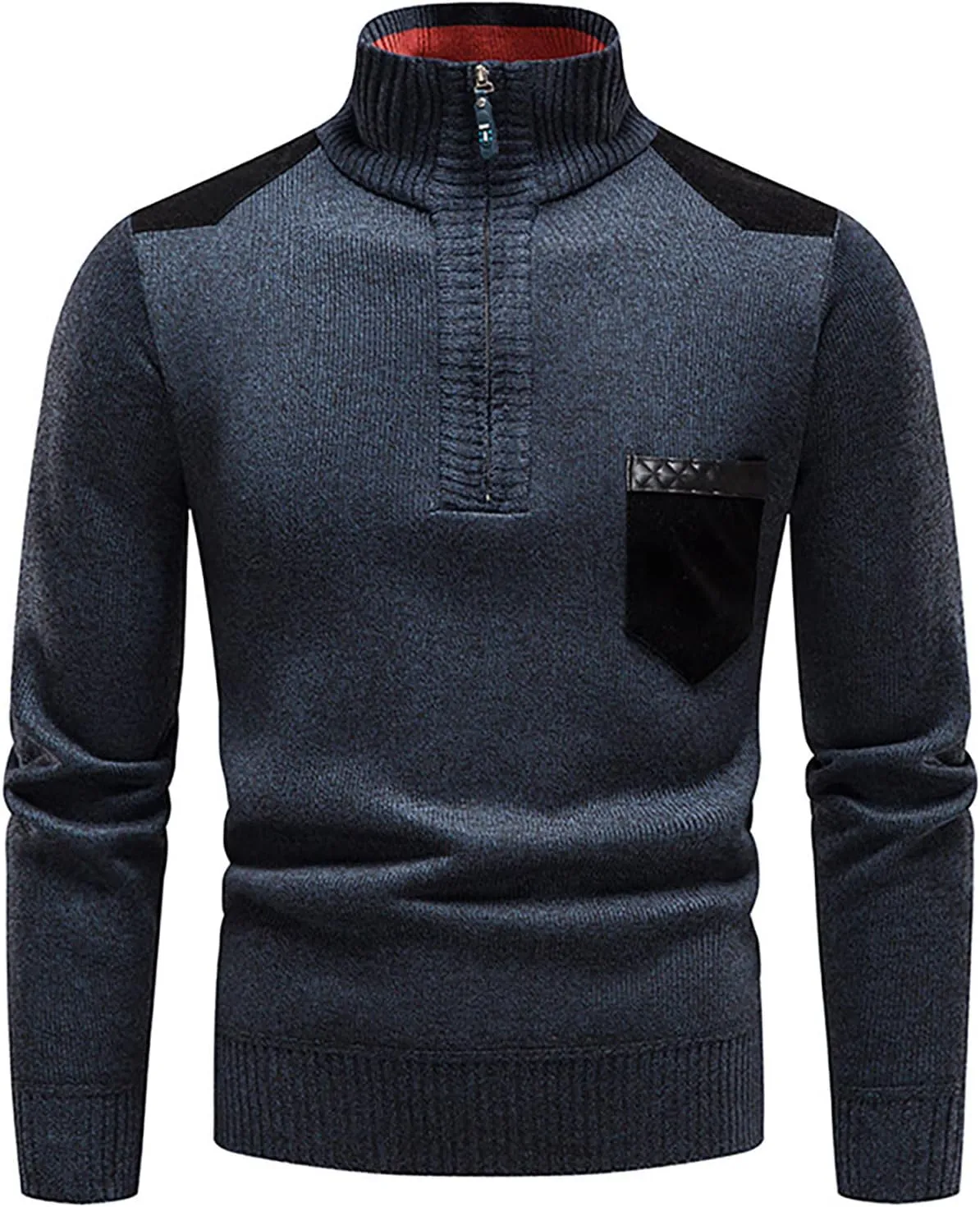DuDubaby Winter Sweater Cardigan Men's Plush Thickened Sweater Stand Collar Zipper Loose Warm Coat