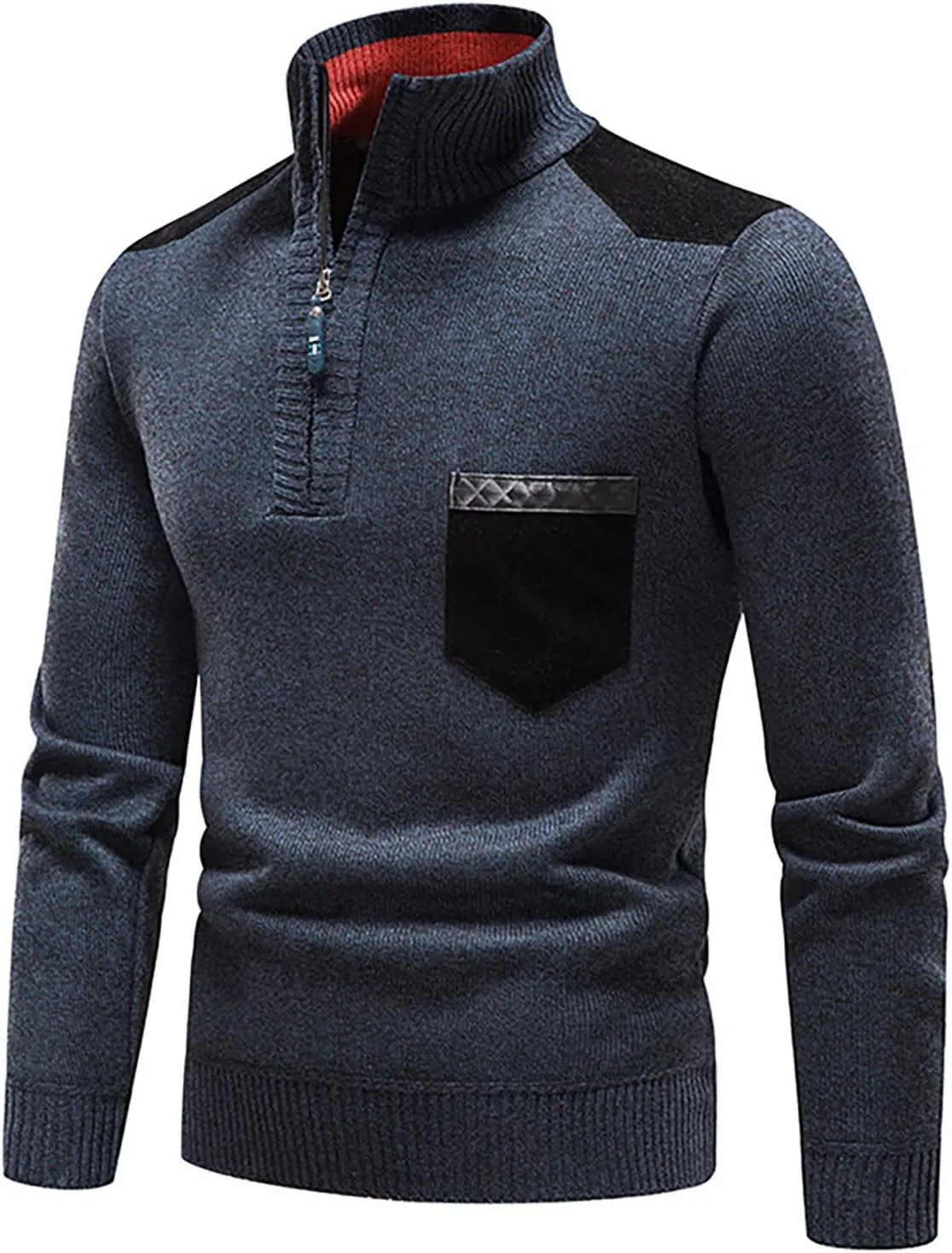 DuDubaby Winter Sweater Cardigan Men's Plush Thickened Sweater Stand Collar Zipper Loose Warm Coat