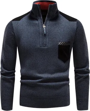 DuDubaby Winter Sweater Cardigan Men's Plush Thickened Sweater Stand Collar Zipper Loose Warm Coat