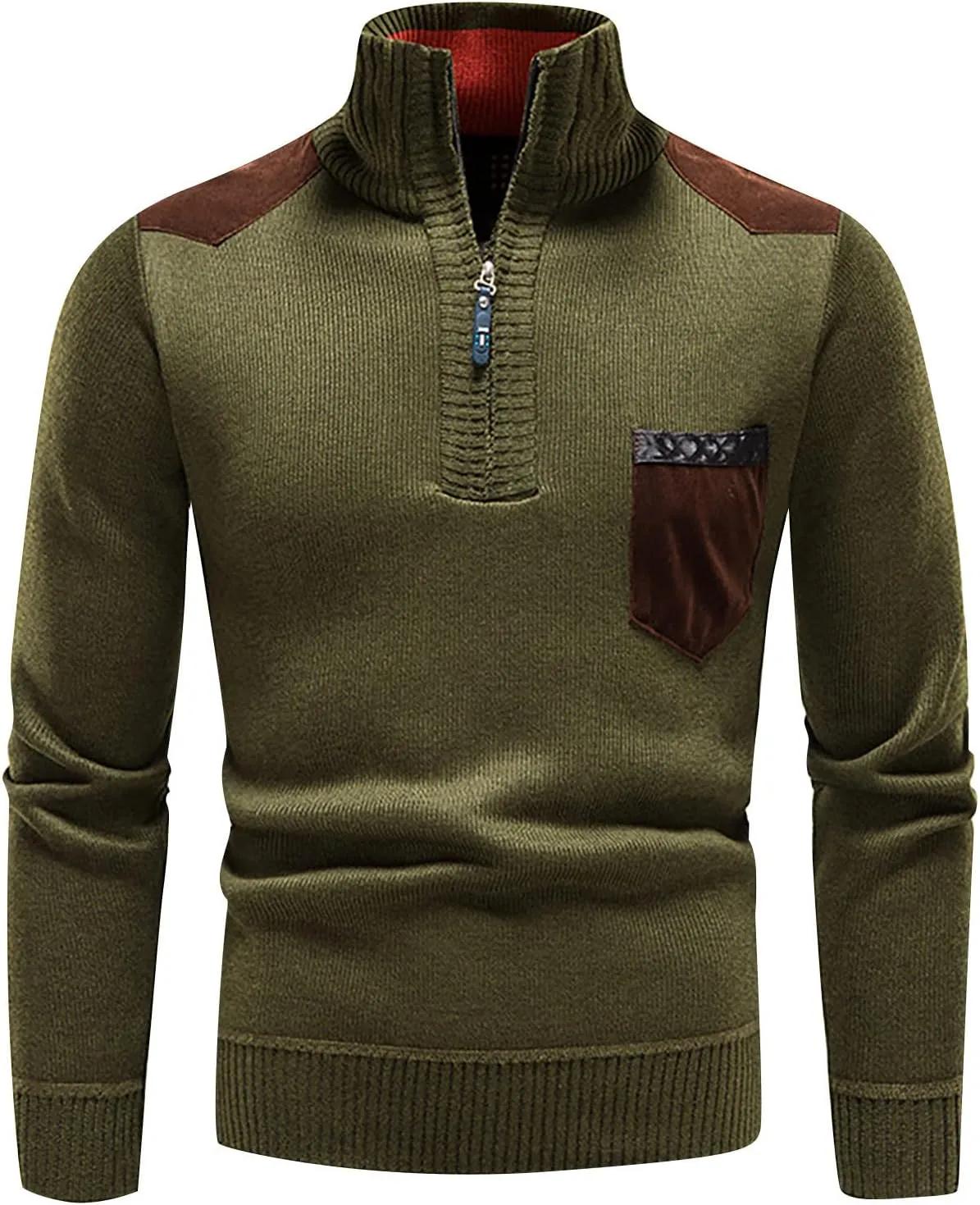 DuDubaby Winter Sweater Cardigan Men's Plush Thickened Sweater Stand Collar Zipper Loose Warm Coat