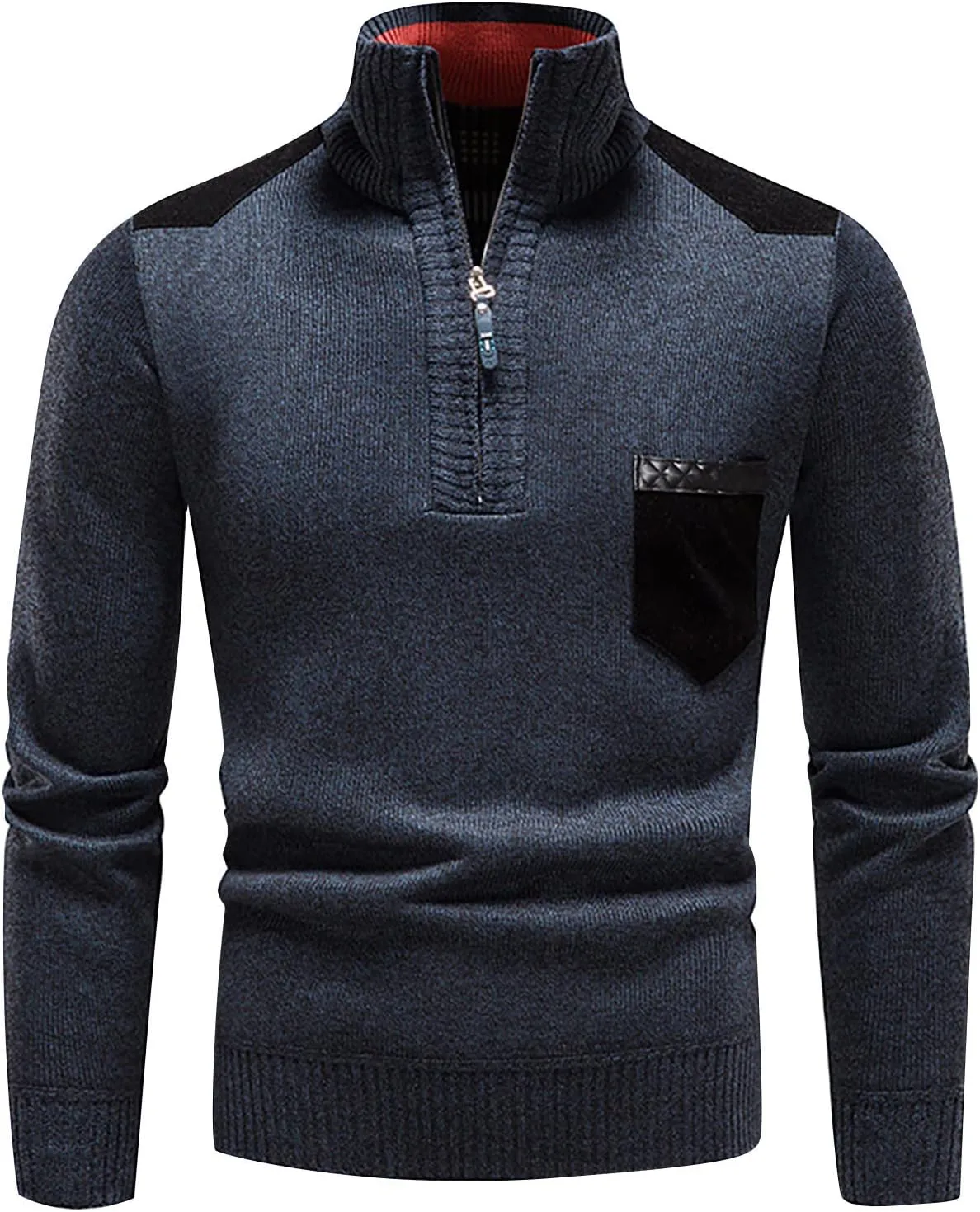 DuDubaby Winter Sweater Cardigan Men's Plush Thickened Sweater Stand Collar Zipper Loose Warm Coat