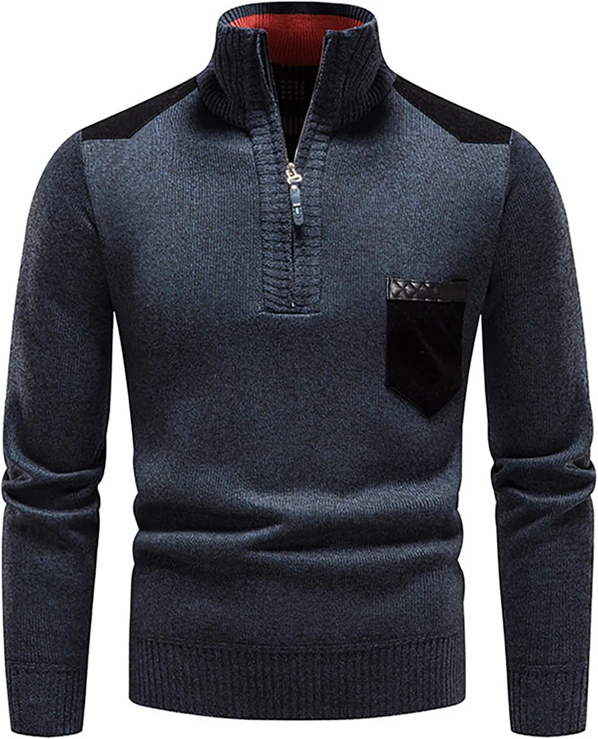 DuDubaby Winter Sweater Cardigan Men's Plush Thickened Sweater Stand Collar Zipper Loose Warm Coat