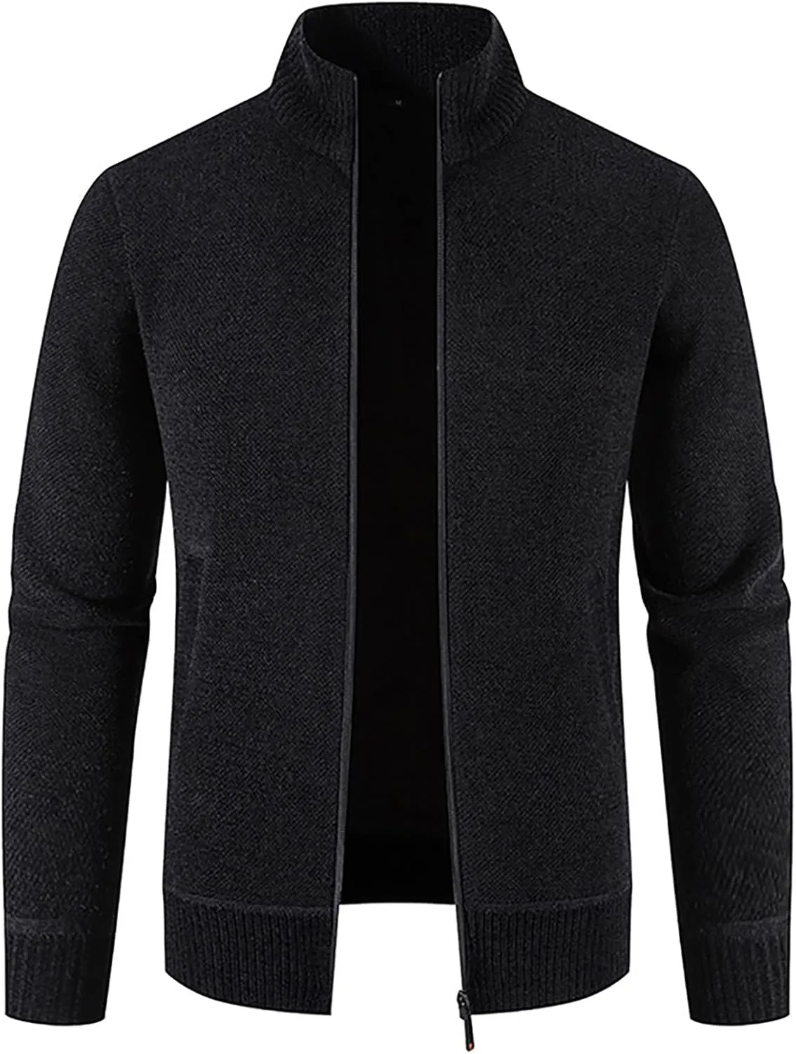 DuDubaby Winter Sweater Cardigan Men's Plush Thickened Sweater Stand Collar Zipper Loose Warm Coat