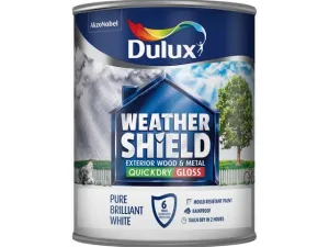 Dulux Weathershield Exterior Quick Dry Gloss Pure Brilliant White 750ml