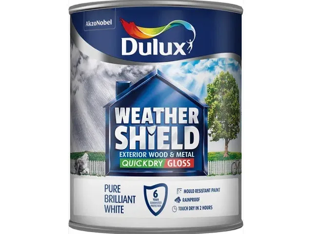 Dulux Weathershield Exterior Quick Dry Gloss Pure Brilliant White 750ml
