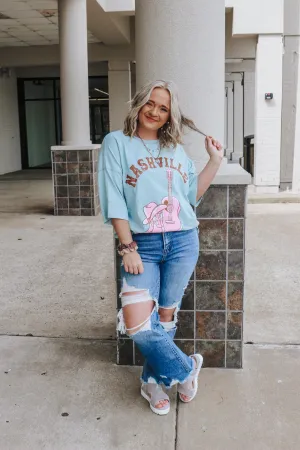Dusty Blue Nashville Guitar Graphic Tee