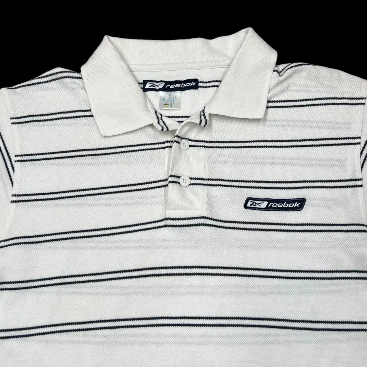 Early 00's REEBOK Classic Embroidered Mini Logo Striped Short Sleeve Polo Shirt