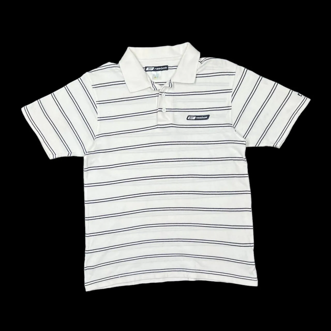 Early 00's REEBOK Classic Embroidered Mini Logo Striped Short Sleeve Polo Shirt