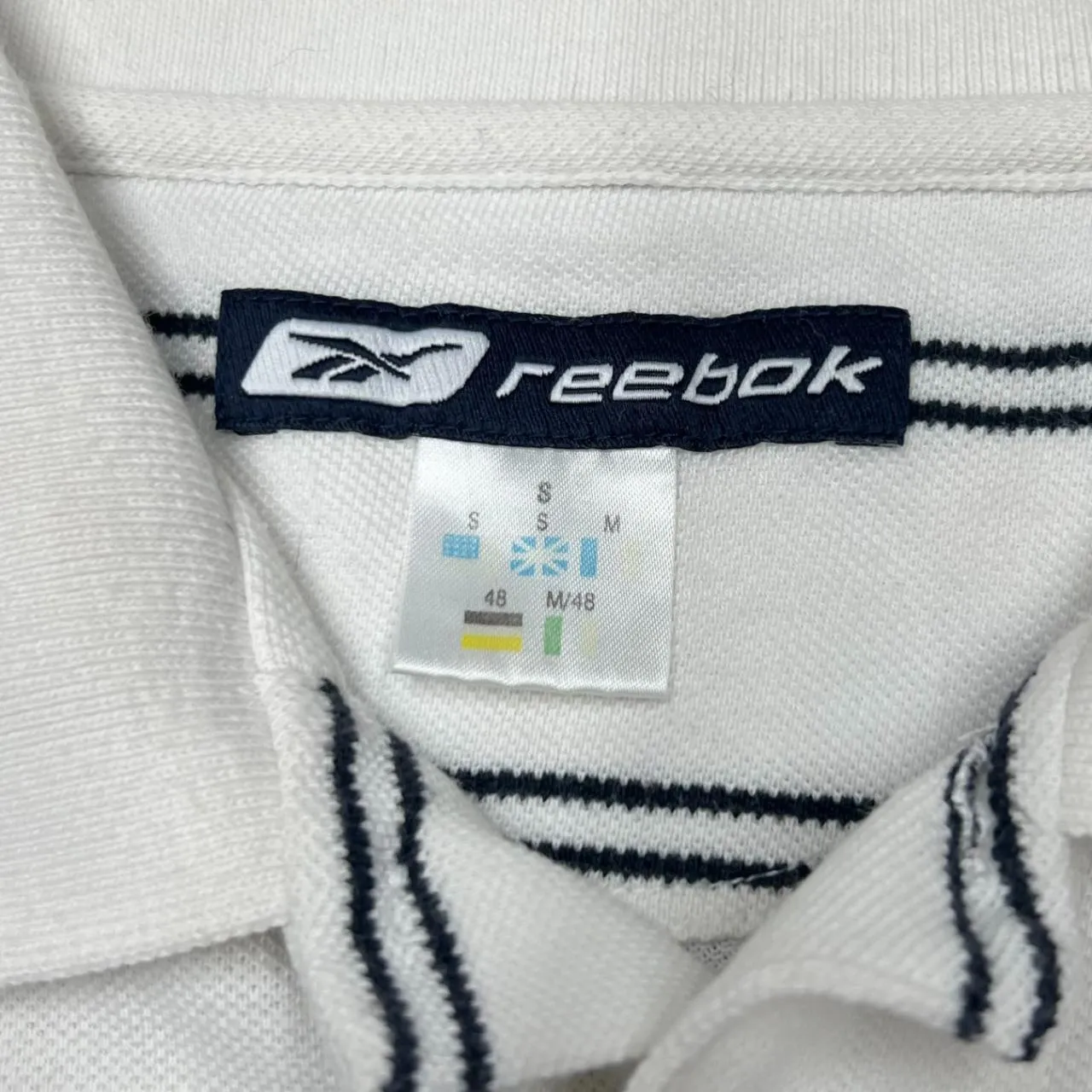 Early 00's REEBOK Classic Embroidered Mini Logo Striped Short Sleeve Polo Shirt