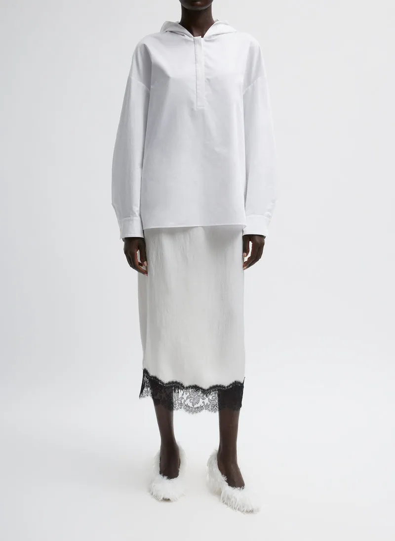 Eco Poplin Hooded Shirt - White