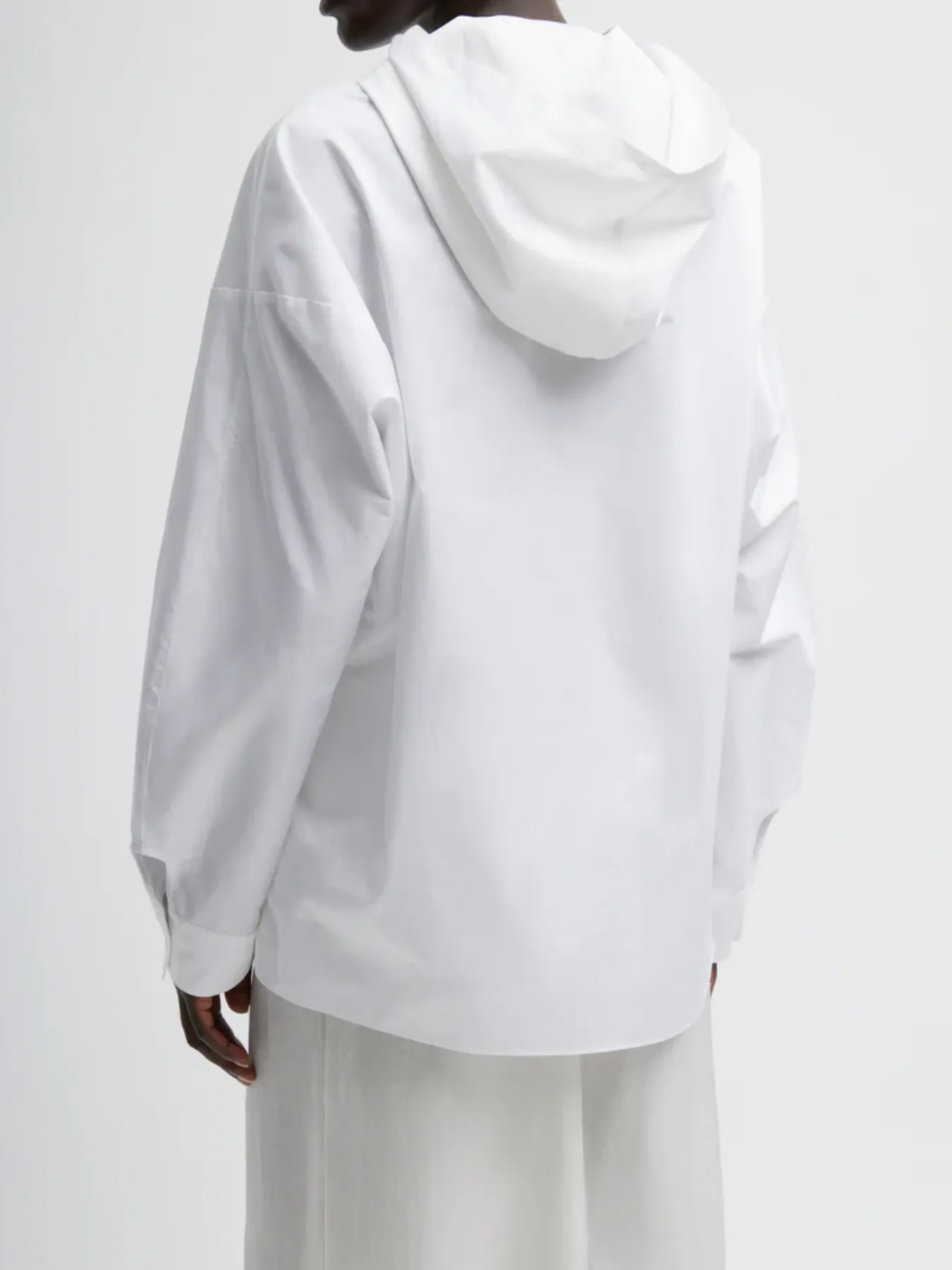 Eco Poplin Hooded Shirt - White