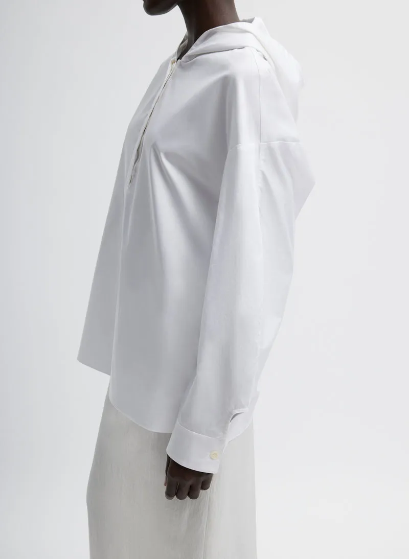 Eco Poplin Hooded Shirt - White