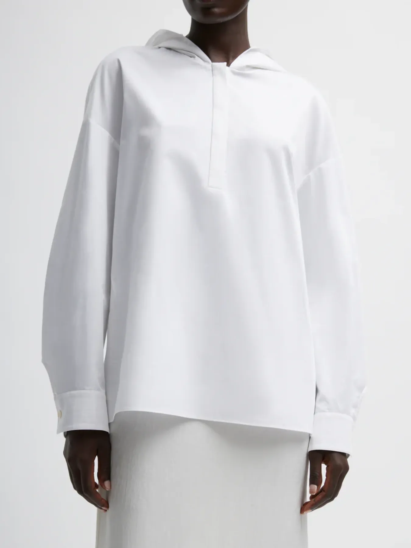 Eco Poplin Hooded Shirt - White