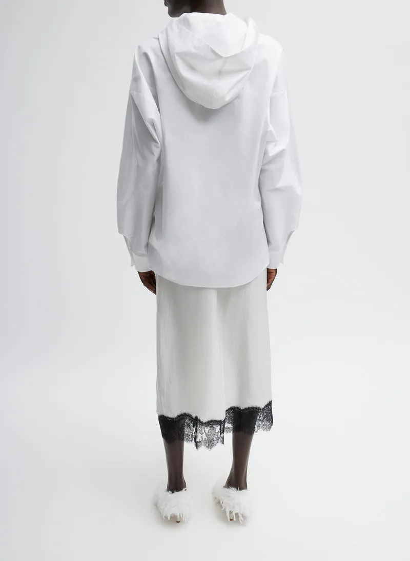 Eco Poplin Hooded Shirt - White