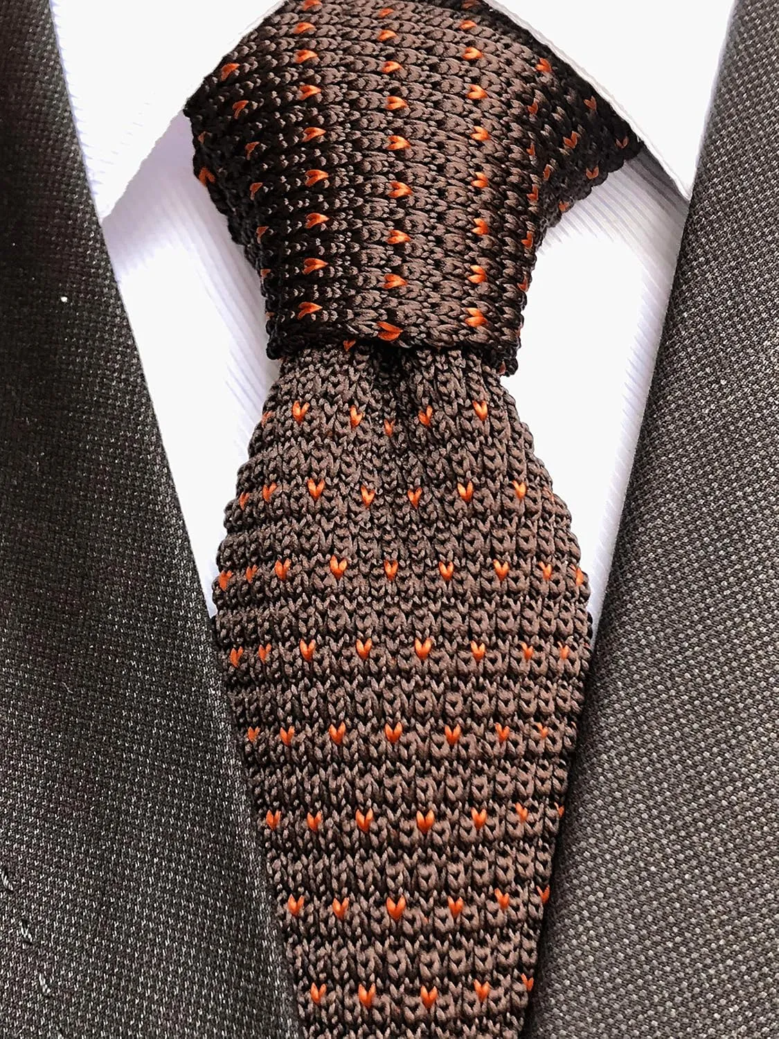 Elfeves Men's Novelty Skinny Knit Tie Vintage Smart Patterned Formal Necktie for Groom - Various Design