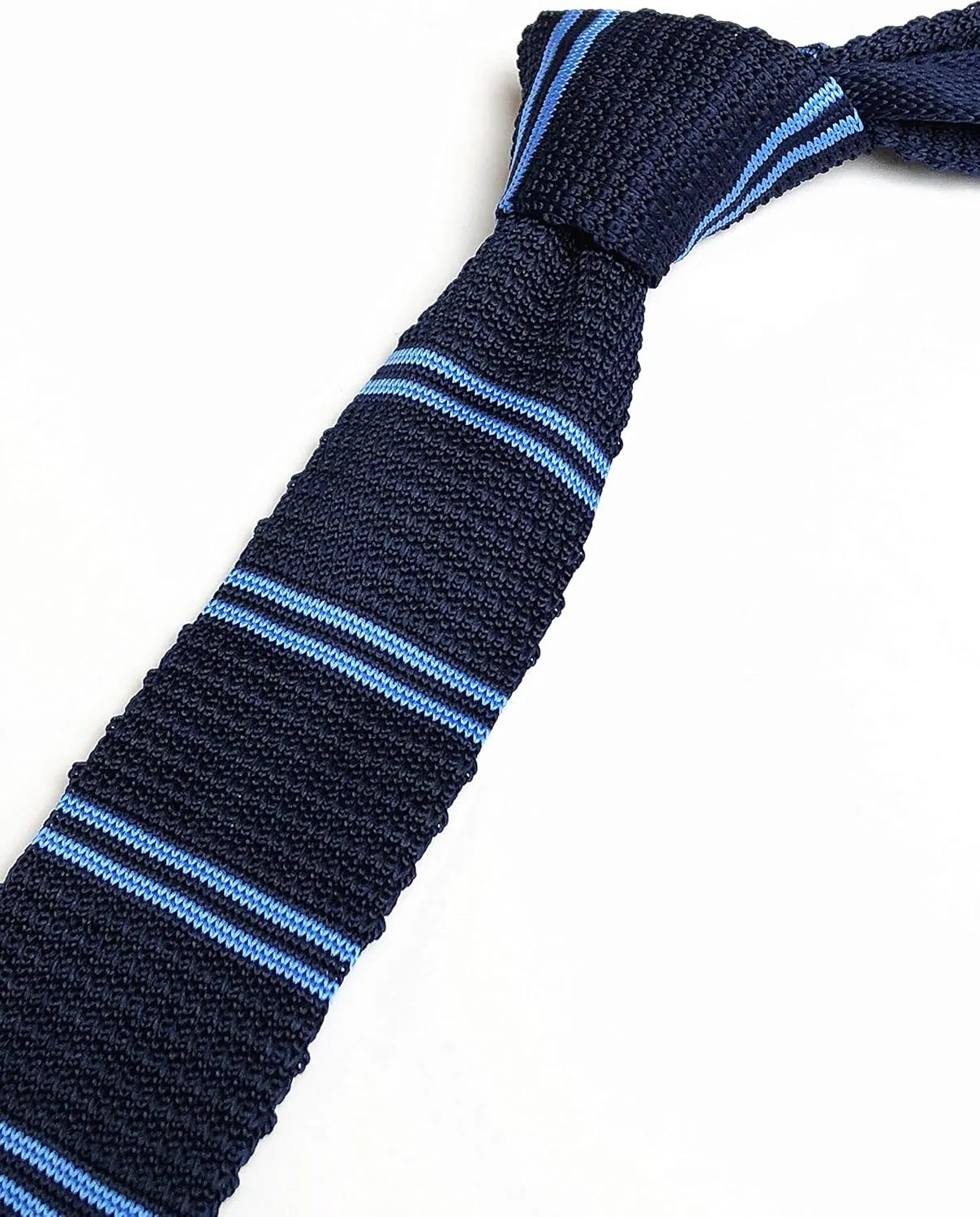 Elfeves Men's Skinny Knit Tie Vintage Smart Striped Patterned Casual Necktie 2" Various Design