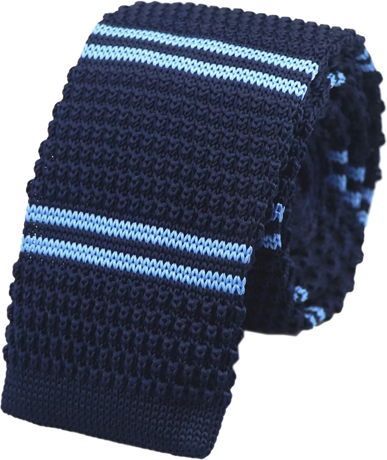 Elfeves Men's Skinny Knit Tie Vintage Smart Striped Patterned Casual Necktie 2" Various Design