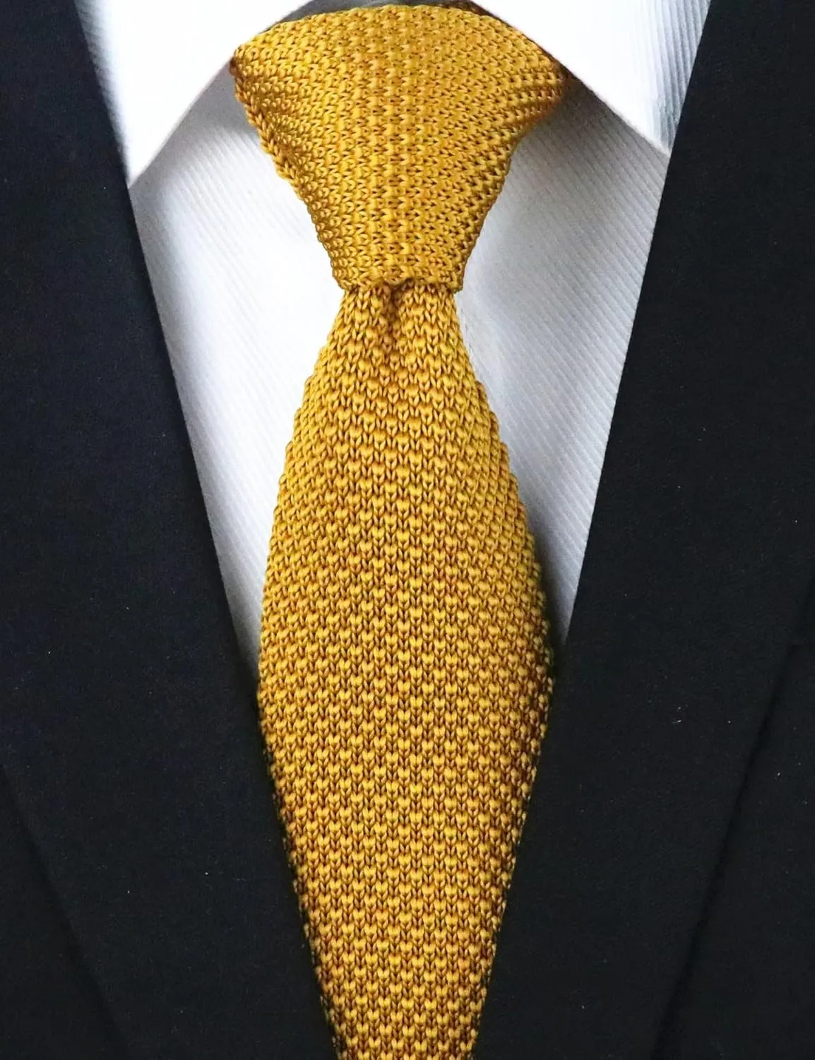 Elfeves Men's Solid Color Knit Tie Skinny Formal Flat-end Smart Sock Neckties