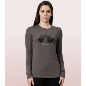 Enamor-E157 LONG SLEEVE BASIC CREW TEE â€“ GRAPHIC PRINT | CREW NECK BASIC STRETCH COTTON TEE