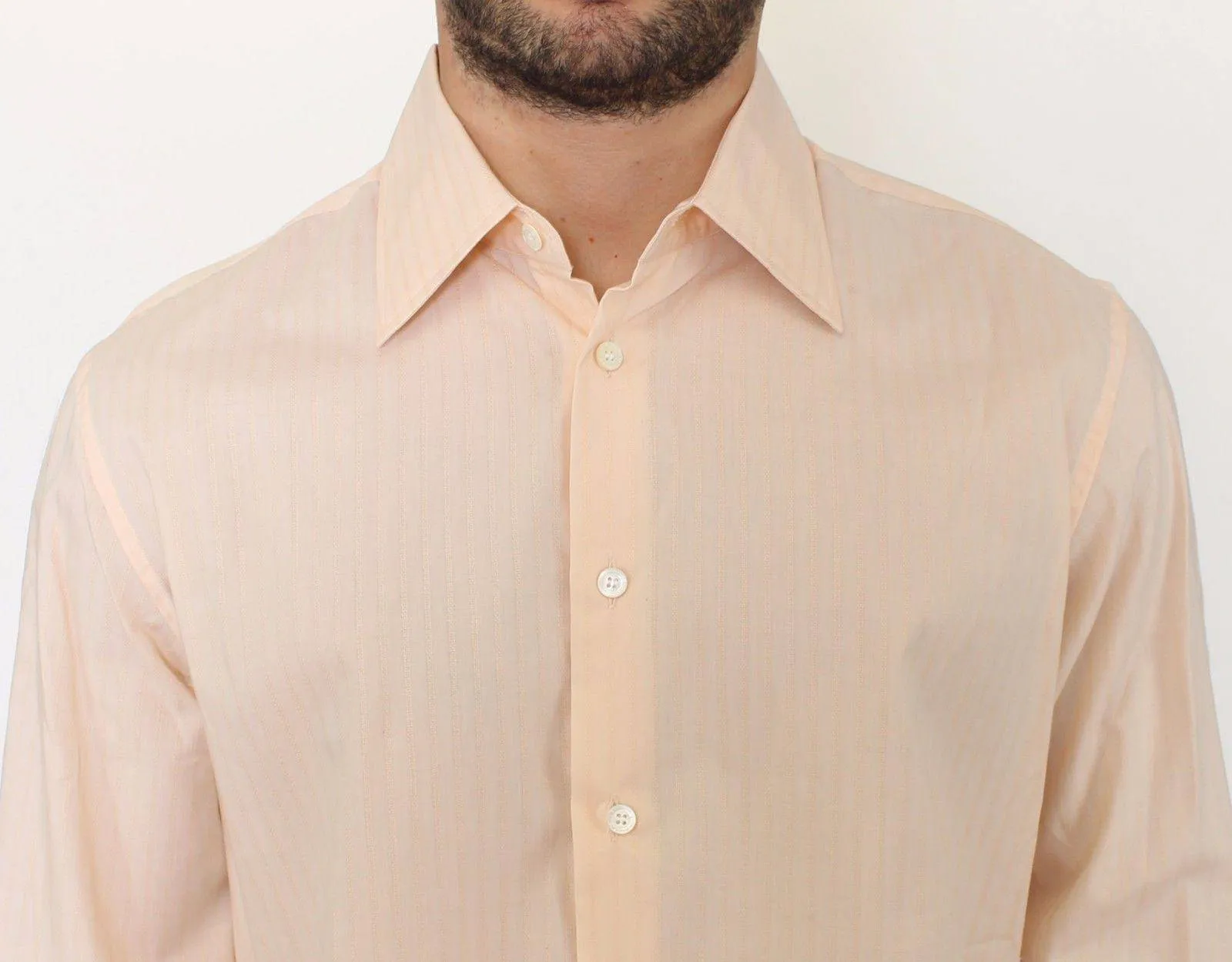 Ermanno Scervino Orange Cotton Striped Casual Shirt Top