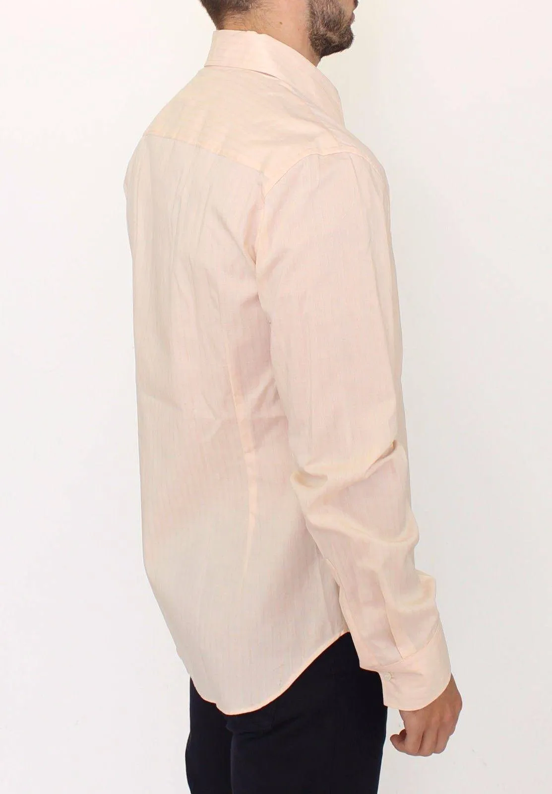 Ermanno Scervino Orange Cotton Striped Casual Shirt Top