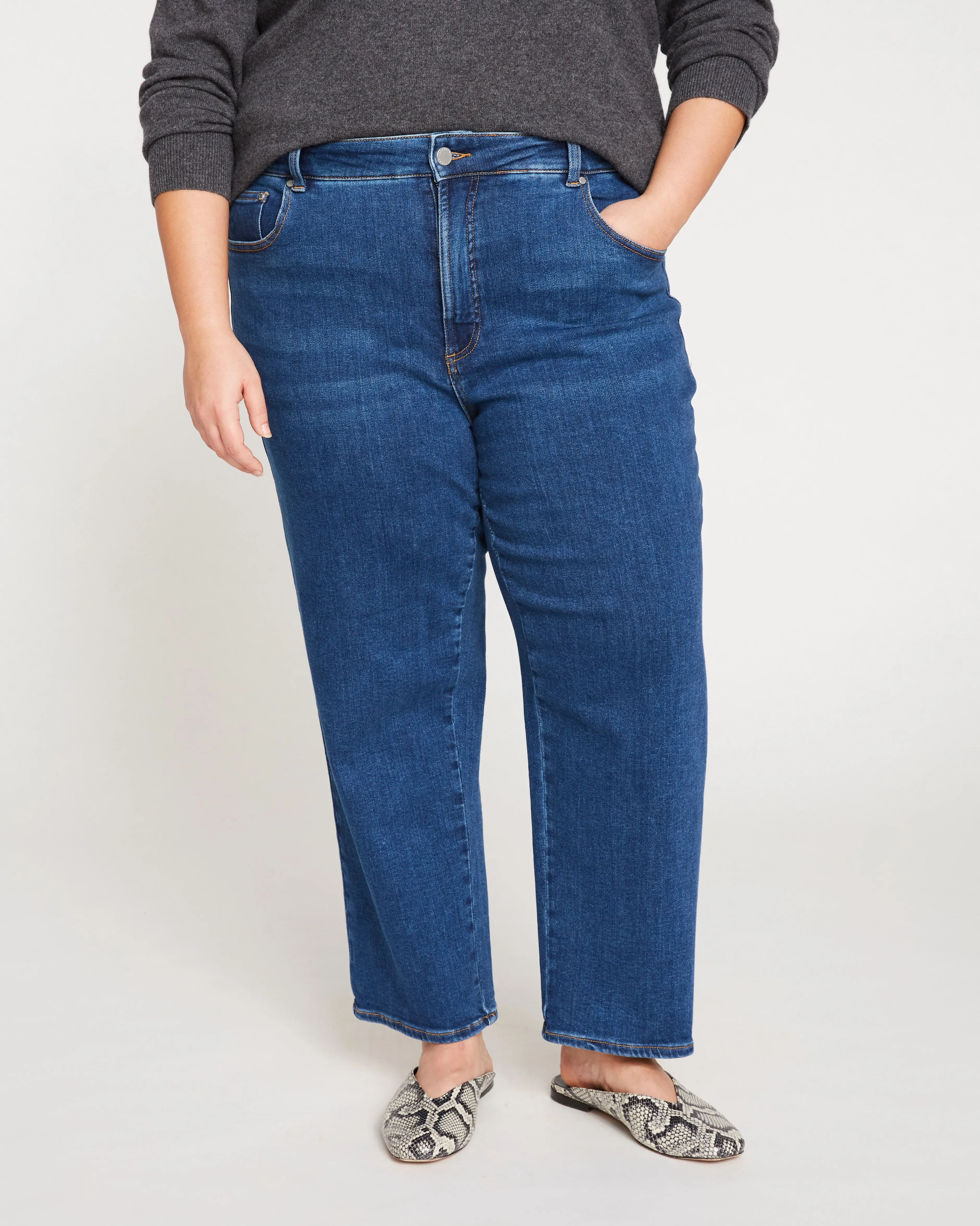Etta High Rise Straight Leg Jeans 28 Inch - Aged Indigo