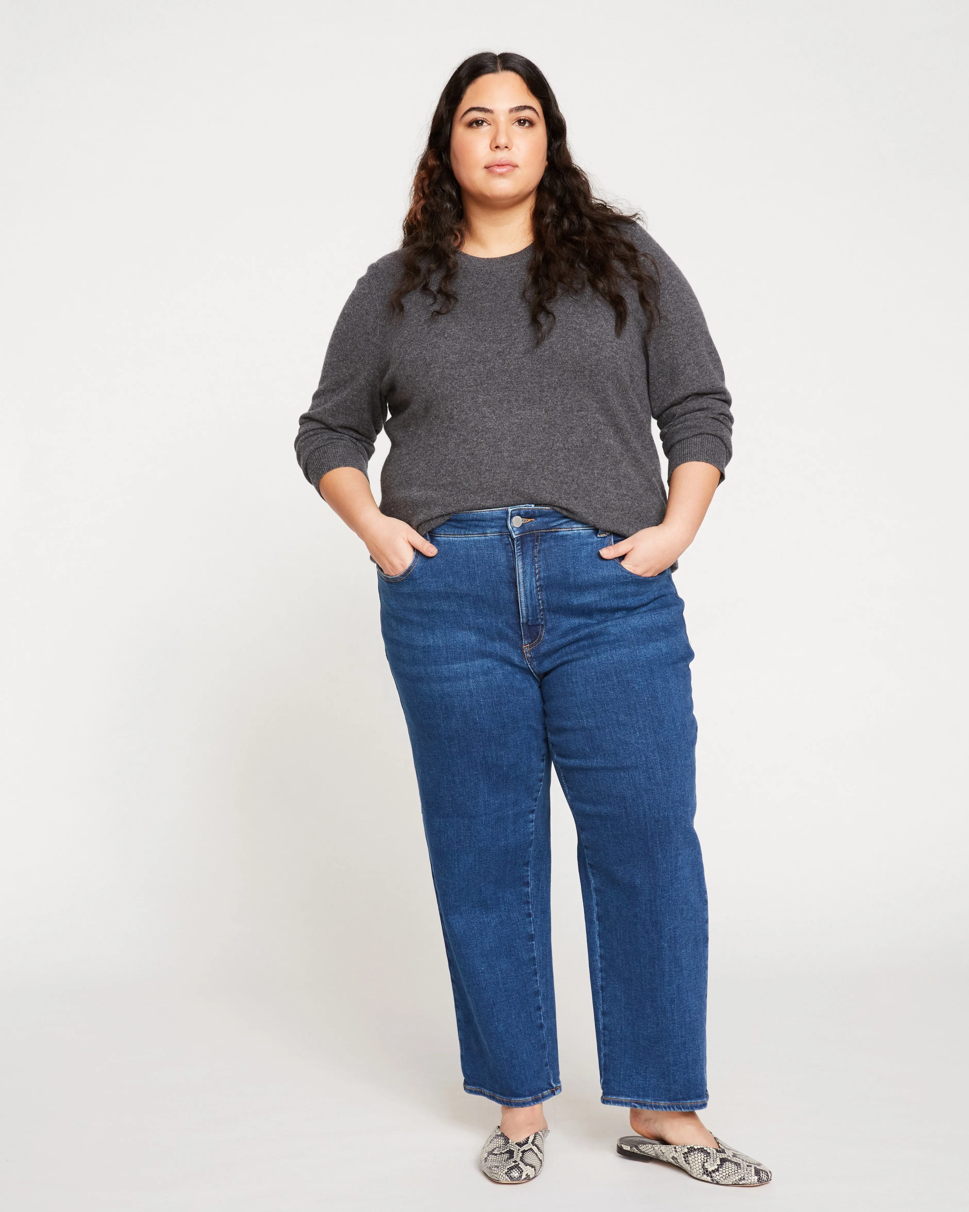 Etta High Rise Straight Leg Jeans 28 Inch - Aged Indigo