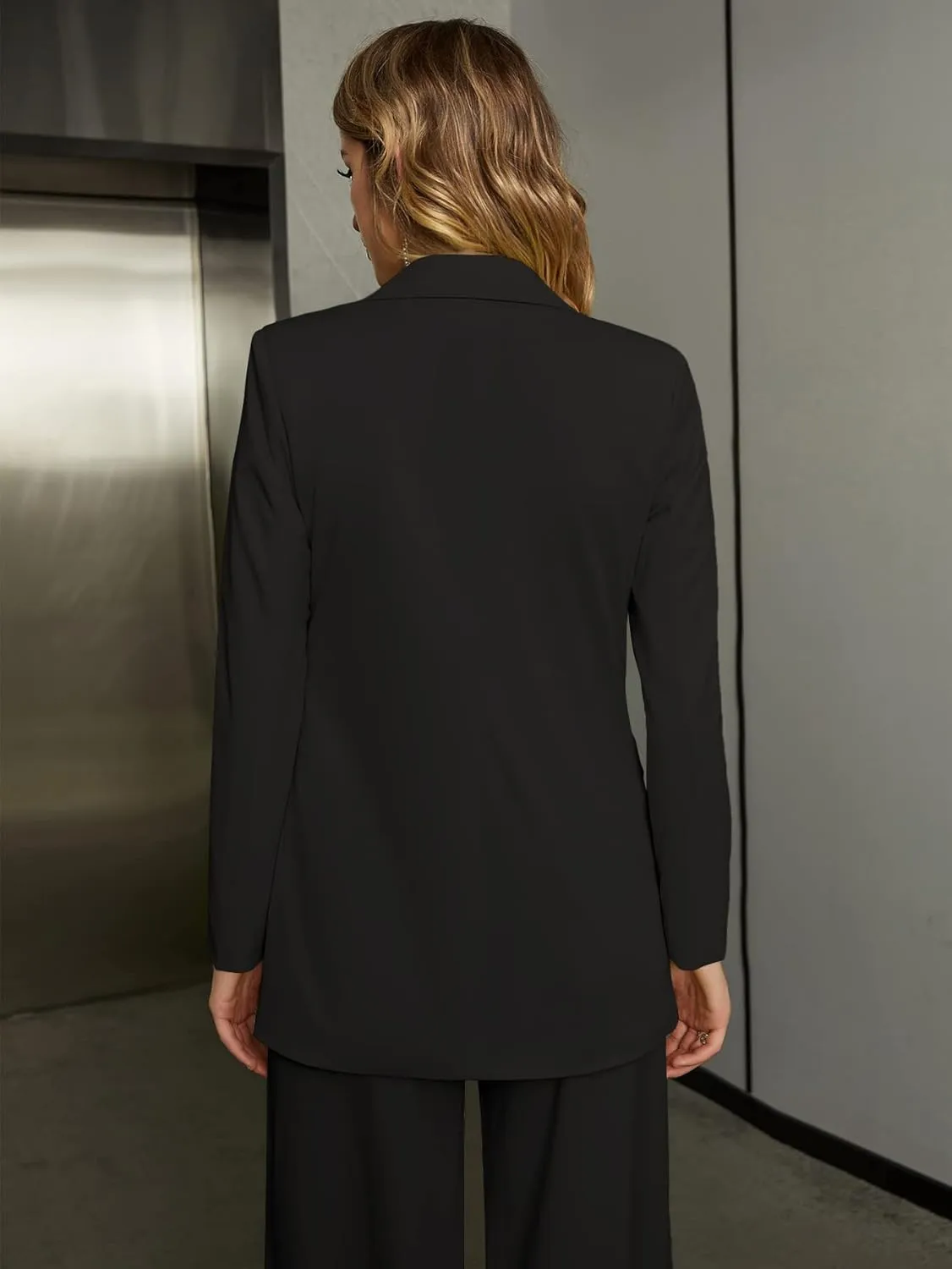 EXTRO&VERT Women Suit Two Pieces Outfit Long Sleeve Business Casual Blazer Jacket with Wide Leg Pant Suit Set for Work
