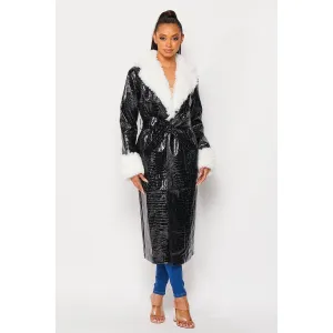 Faux Leather Coat (Black)