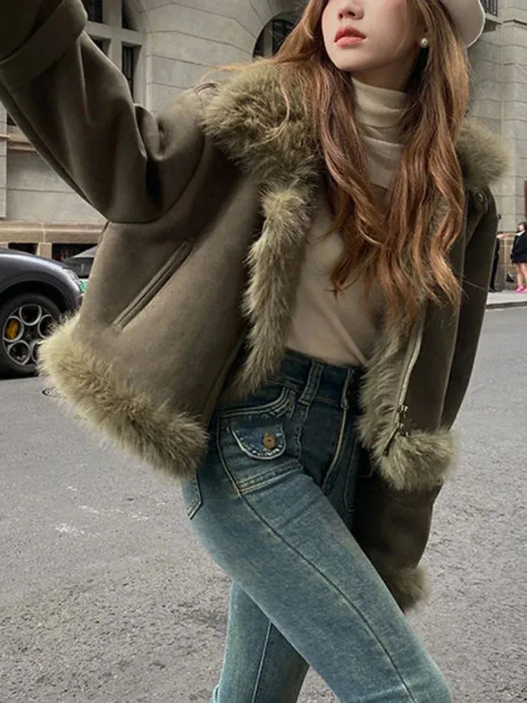 Faux Suede Leather Jacket
