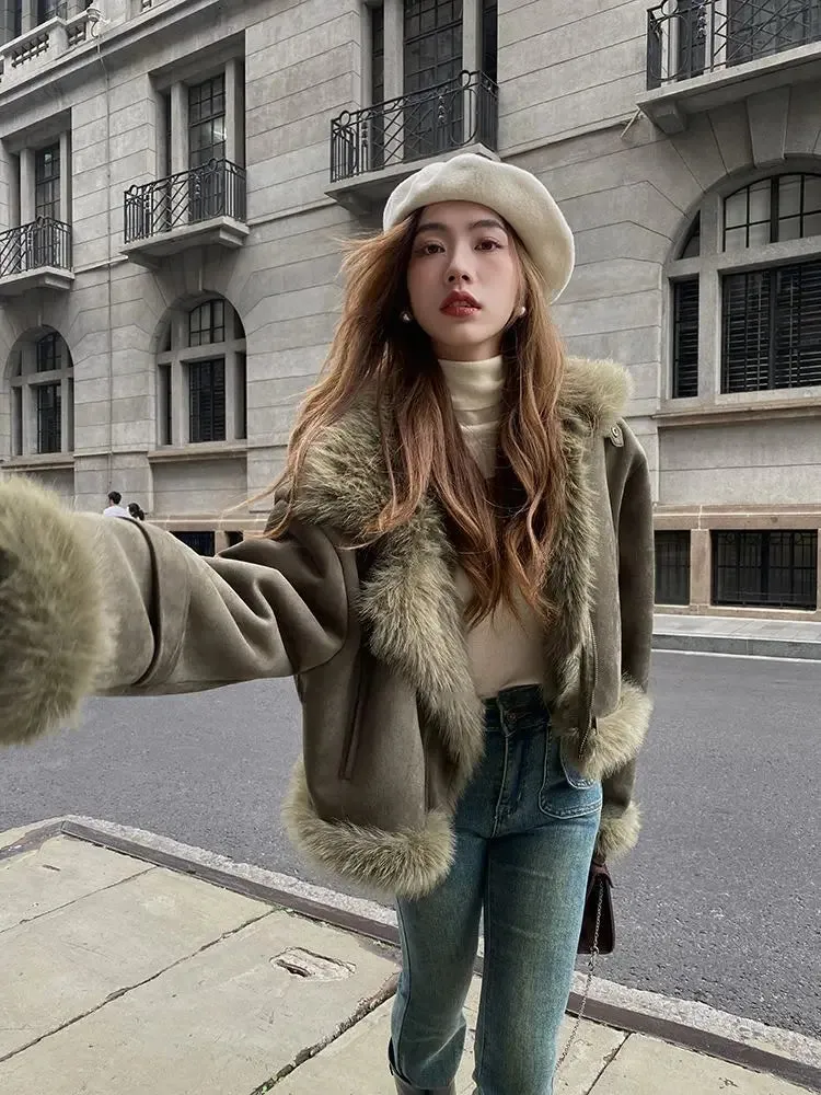 Faux Suede Leather Jacket