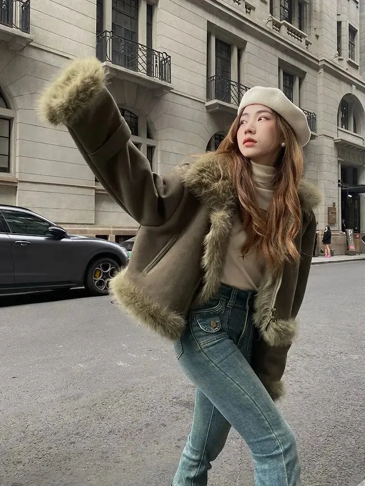Faux Suede Leather Jacket