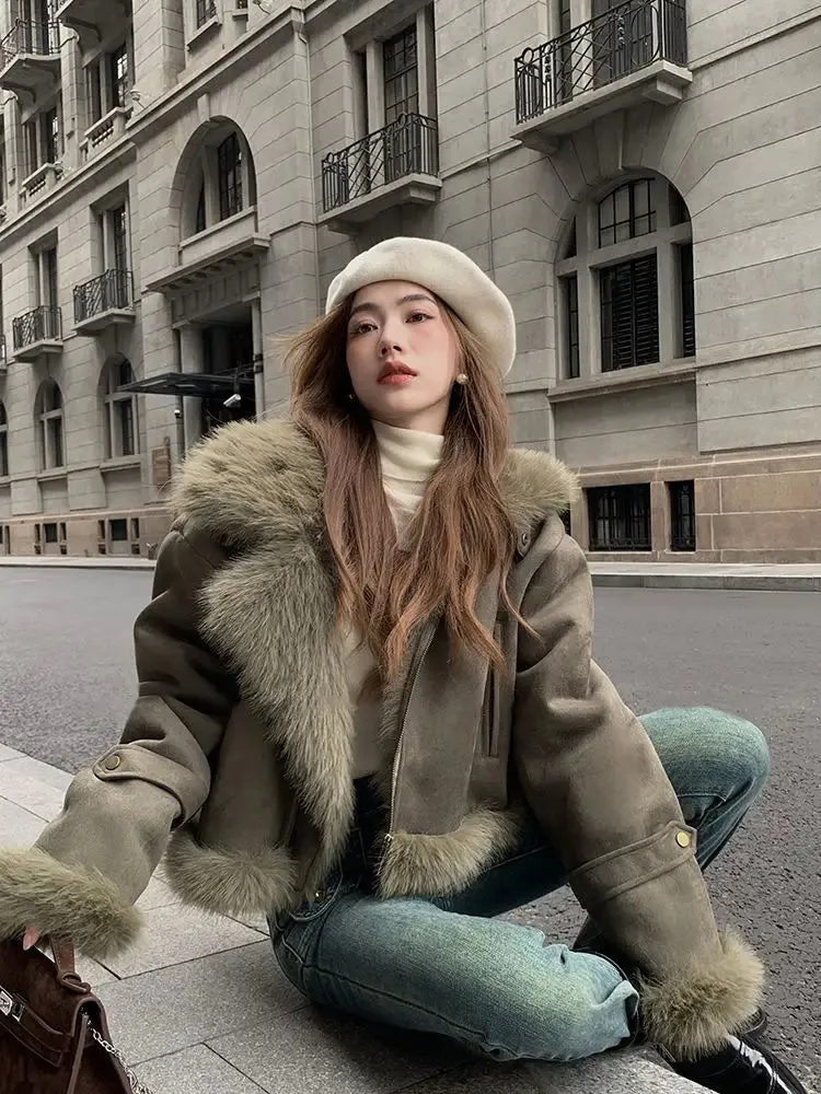 Faux Suede Leather Jacket