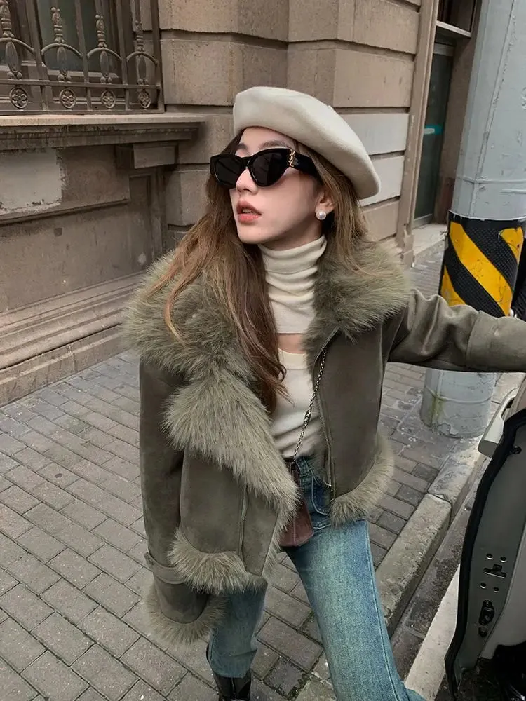 Faux Suede Leather Jacket