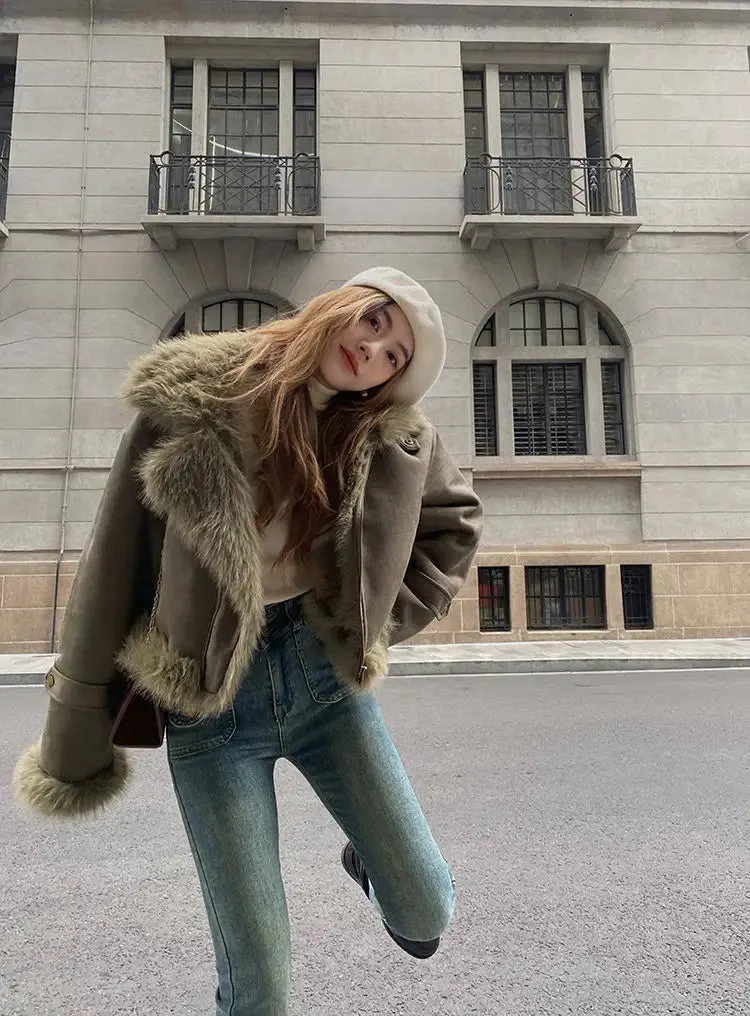 Faux Suede Leather Jacket