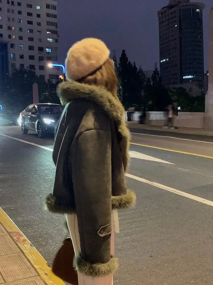 Faux Suede Leather Jacket